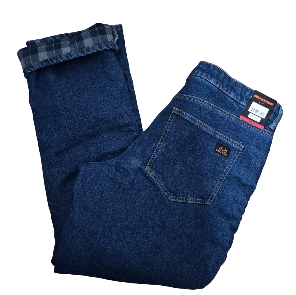 NWT Mens RealTree Flannel Lined Denim Jeans Size 34/30